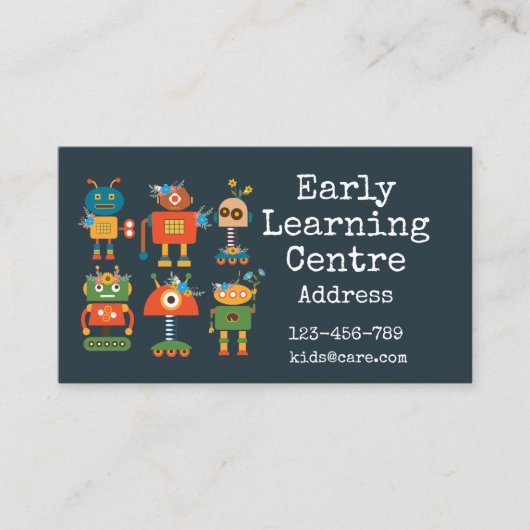 Dagelijkse zorgrobots voor het vroege leercentrum visitekaartje (Voorkant)