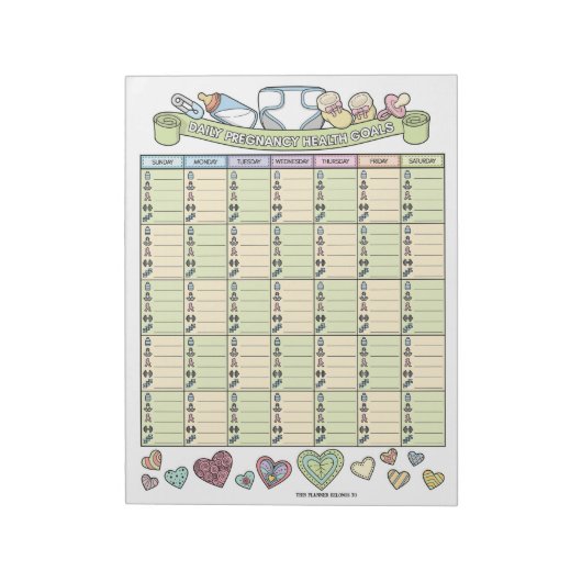 Dagelijkse Zwangerschap Doel Planner Custom Notiti Notitieblok (Linkerzijde)