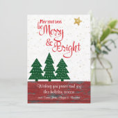 Dagen Be Merry Bright Christmas Tree Rustiek Hout Feestdagenkaart (Staand voorkant)