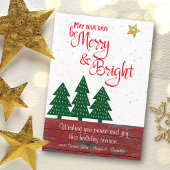 Dagen Be Merry Bright Christmas Tree Rustiek Hout Feestdagenkaart