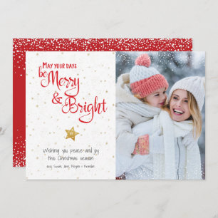 Dagen Be Merry Bright Gold Star Script Rustieke fo Feestdagenkaart