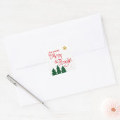Dagen Be Merry Bright Quote Trees Gold Star Script Vierkante Sticker (Envelop)
