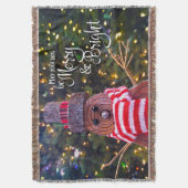 Dagen Be Merry Bright Rustic Log Snowman Tree Scha Deken (Voorkant Verticaal)