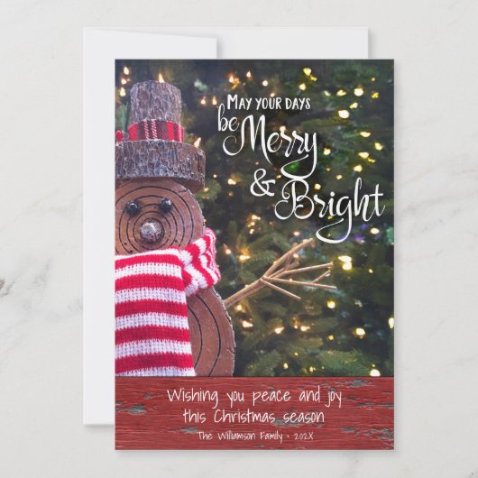 Dagen Be Merry Bright Script Schattige Rustieke Sn Feestdagenkaart (Voorkant)