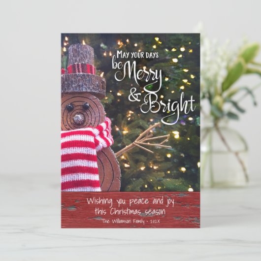 Dagen Be Merry Bright Script Schattige Rustieke Sn Feestdagenkaart (Staand voorkant)