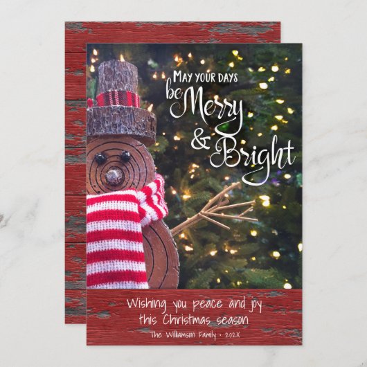 Dagen Be Merry Bright Script Schattige Rustieke Sn Feestdagenkaart (Voorkant / Achterkant)