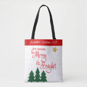 Dagen Be Merry Bright Trees Gold Star Aangepaste n Tote Bag (Voorkant)