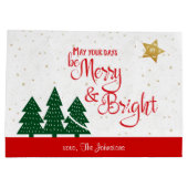 Dagen Be Merry Helder Rood Script Bomen Gouden Ste Groot Cadeauzakje (Achterkant)