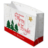 Dagen Be Merry Helder Rood Script Bomen Gouden Ste Groot Cadeauzakje (Achterkant Gekanteld)