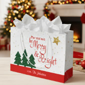 Dagen Be Merry Helder Rood Script Bomen Gouden Ste Groot Cadeauzakje