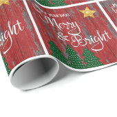 Dagen Be Merry Helder Rustiek Hout Gouden Ster Bom Cadeaupapier (Rol Hoek)