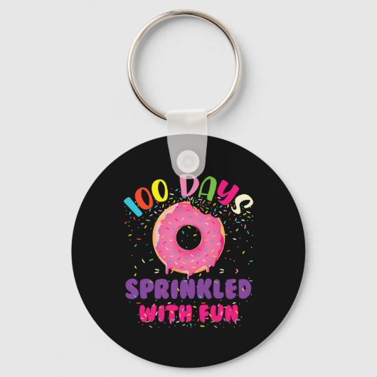 Dagen besprenkeld met leuke donuts Happy 100ste da Sleutelhanger (Voorkant)