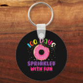 Dagen besprenkeld met leuke donuts Happy 100ste da Sleutelhanger (Voorkant)