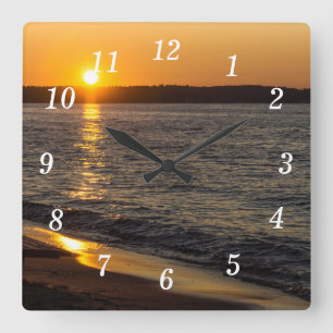 Dagen eindigen bij Traverse City Wall Clock Vierkante Klok