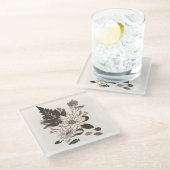 Dagen en bladeren - transparant op room. glazen onderzetter (Schuin)