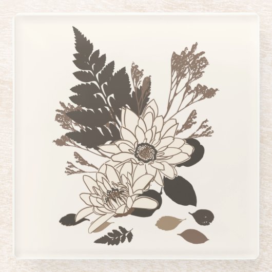 Dagen en bladeren - transparant op room. glazen onderzetter (Voorkant)