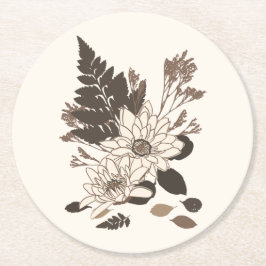 Dagen en bladeren - transparant op room. ronde kartonnen onderzetter