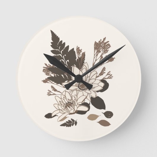 Dagen en bladeren - transparant op room. ronde klok (Voorkant)