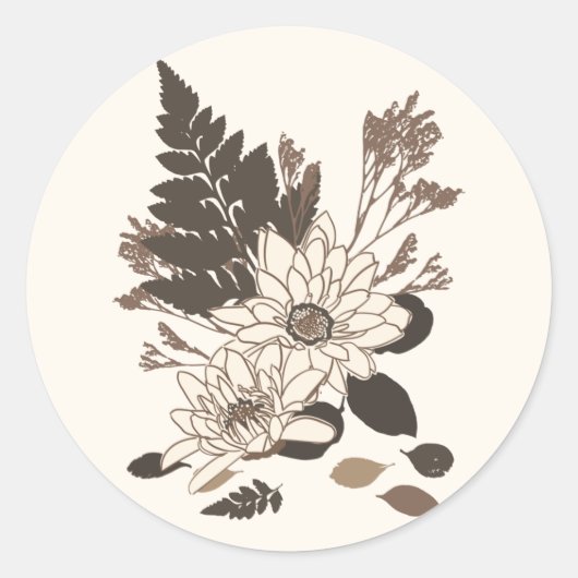 Dagen en bladeren - transparant op room. ronde sticker (Voorkant)