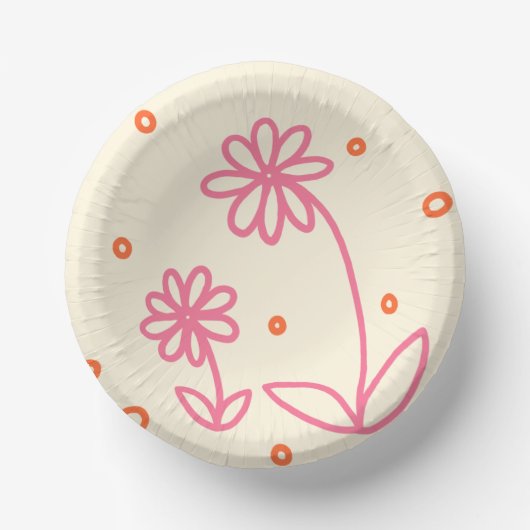 Dagen en Stippen 2 - Roze, Oranje en crème Papieren Kommen (Voorkant)