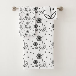 Dagen en Stippen 2 - Zwart en wit Bad Handdoek