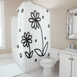 Dagen en Stippen 2 - Zwart en wit Douchegordijn