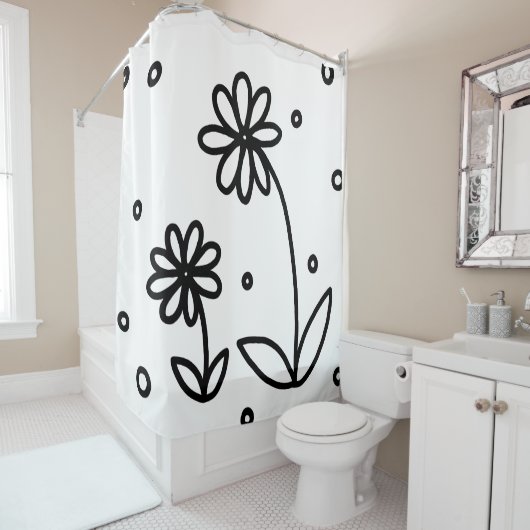 Dagen en Stippen 2 - Zwart en wit Douchegordijn (In situ)