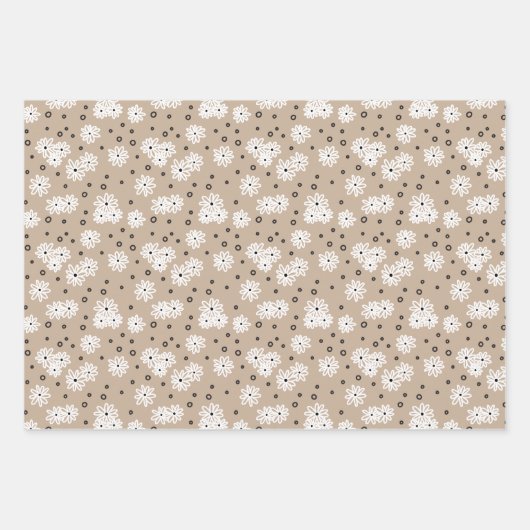 Dagen en Stippen - Taupe, zwart en wit Inpakpapier Vel (Voorkant 3)
