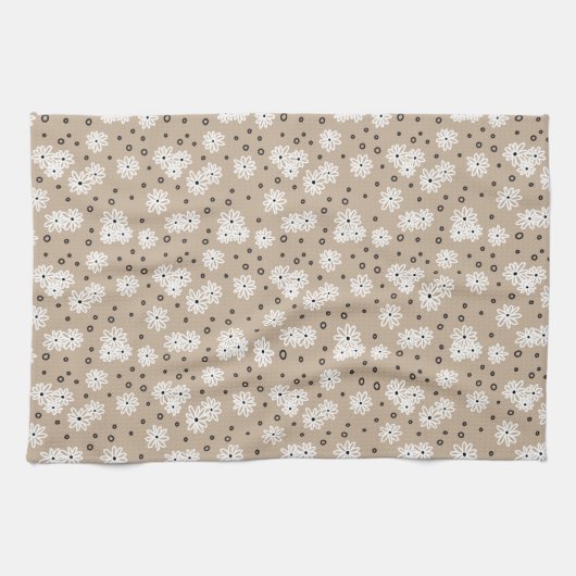 Dagen en Stippen - Taupe, zwart en wit Theedoek (Horizontaal)