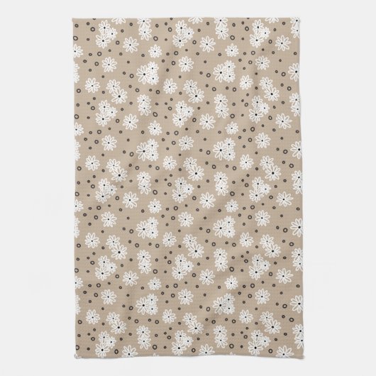 Dagen en Stippen - Taupe, zwart en wit Theedoek (Verticaal)