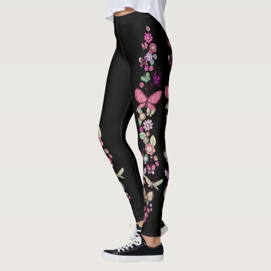 Dagen en vlinders, plakband, Floral afdrukken Leggings (Links)