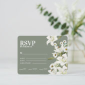 Dagen en witte gelilies RSVP kaartje (Staand voorkant)