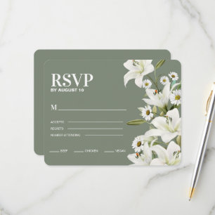 Dagen en witte gelilies RSVP kaartje