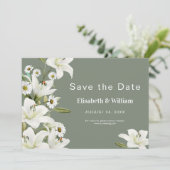 Dagen en witte gelilies save the date (Staand voorkant)