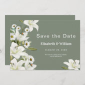 Dagen en witte gelilies save the date (Voorkant / Achterkant)