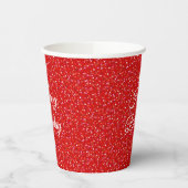 Dagen Festive Confetti op Red Glitter Papieren Bekers (Links)