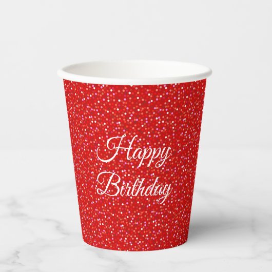 Dagen Festive Confetti op Red Glitter Papieren Bekers (Voorkant)