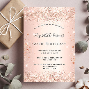 Dagen glitter roos gouden metalen glans uitnodiging briefkaart