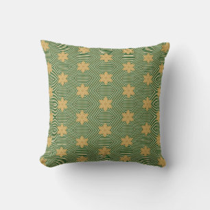 Dagen groen goud florvormig geometrisch patroon kussen