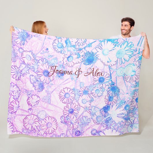 Dagen in roze en blauwe vlooiendeken fleece deken (In situ)