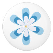 Dagen in wit en blauw met goudgeel midden keramische knop (Voorkant)