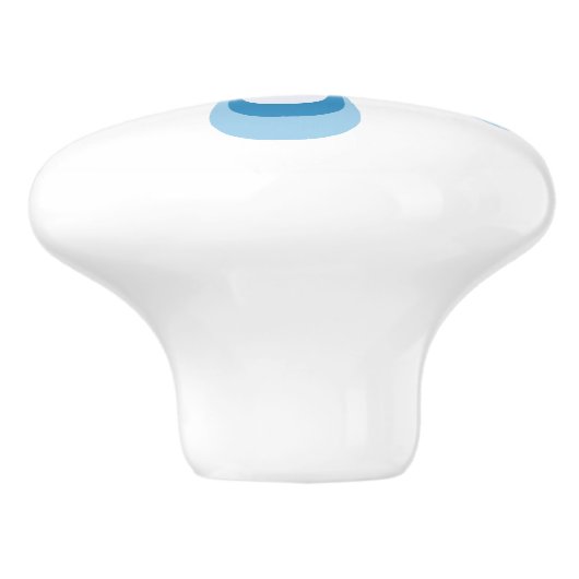 Dagen in wit en blauw met goudgeel midden keramische knop (Zijkant)