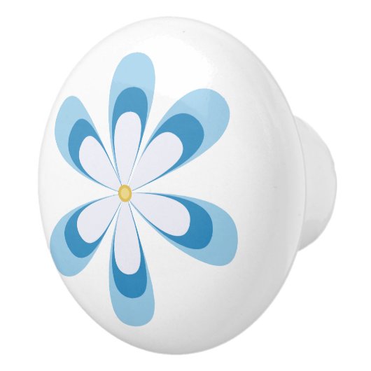 Dagen in wit en blauw met goudgeel midden keramische knop (Rechts)