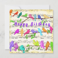 Dagen Kaart Colorful Musical Birds - Spring