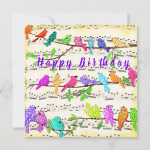 Dagen Kaart Colorful Musical Birds - Spring