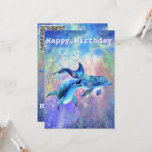 Dagen Kaart Dolphin Koppel je QR-code Wens (Voorkant / Achterkant in situ)