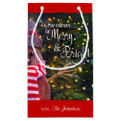 Dagen Merry Bright Rustic Snowman Custom Naam Scha Klein Cadeauzakje (Achterkant)