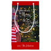 Dagen Merry Bright Rustic Snowman Custom Naam Scha Klein Cadeauzakje (Voorkant)