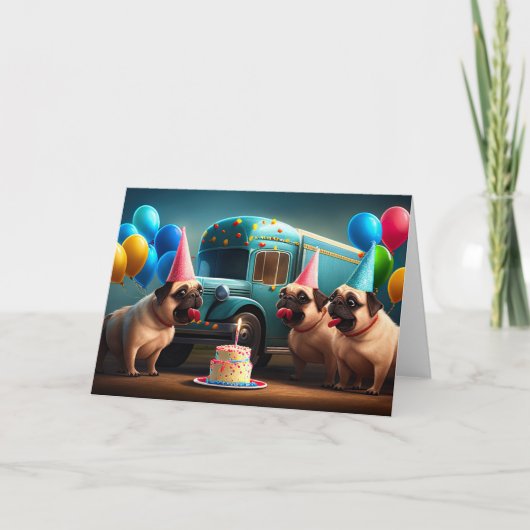 Dagen met ballonvogel Wenst voor uw pug Bedankkaart (Voorkant)