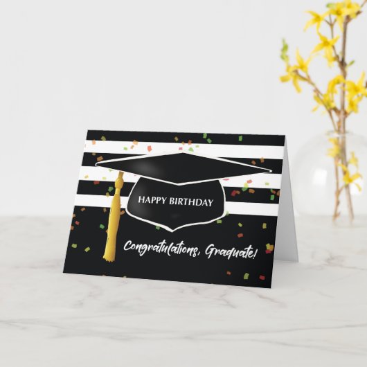 Dagen op dag van Afstuderen met zwarte Pet Kaart (Gele Bloem)